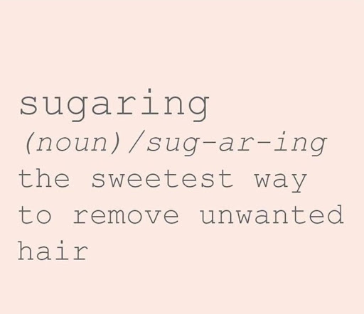 Sugaring hair removal definition graphic describing a sweet way to remove unwanted hair